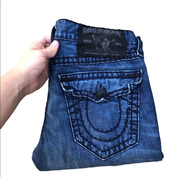 Vintage True Religion Jeans Size 32 BILLY SUPER T Blue - Picture 6 of 9